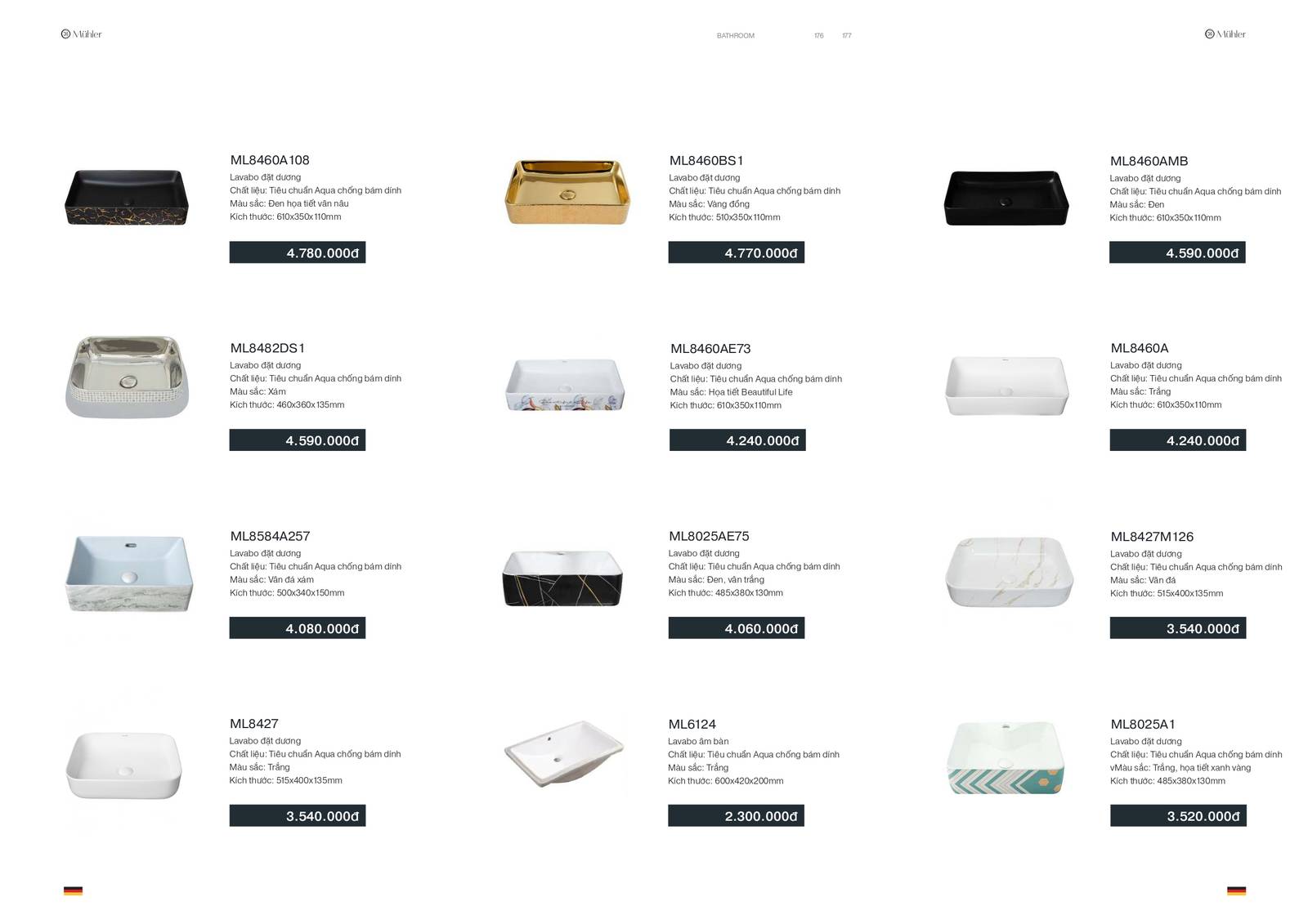 Thiết bị vệ sinh MUHLER Catalogue và Bảng giá mới nhất /Page 89